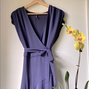BCBGMaxAzria Blue Asymmetrical Wrap Dress